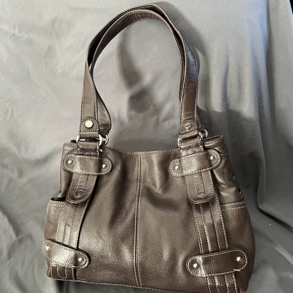 Tignanello Chocolate Brown Leather Shoulder Bag